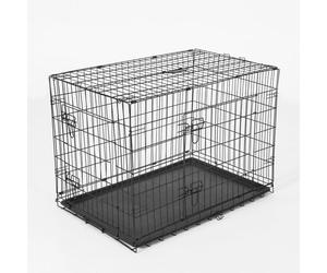 PawHut-transportador de Perro Plegable con Asa Acero, 2 Puertas, 121x77x82 cm Negro