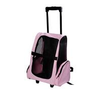 PawHut Transportín 2 en 1 para Mascotas Mochila o Carrito de Viaje con 2 Ruedas Asa retráctil de Aluminio y Bolsillos 42x25x55 cm Rosa Aosom España