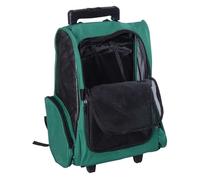 Pawhut transportín 2 en 1 para mascotas mochila o carrito de viaje para perro y gato con 2 ruedas con asa retráctil de aluminio y bolsillos 42x25x55 cm verde 42 cm