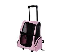 PawHut Transportín 2 en 1 para Mascotas Mochila o Carrito de Viaje con 2 Ruedas Asa retráctil de Aluminio y Bolsillos 42x25x55 cm Rosa Aosom España