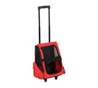 PawHut Transportín 2 en 1 para Mascotas Mochila o Carrito de Viaje con 2 Ruedas Asa retráctil de Aluminio Bolsillos 42x25x55 cm Rojo Aosom España