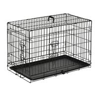 PawHut Transportín de Perro de 2 Puertas Plegable con Asa Acero 76x46x52cm Negro Negro
