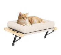 PawHut Tumbona calefactora, 50 x 36 cm, para Gatos, con Soporte Ajustable, cojín extraíble, Lavable a máquina, Hamaca para Gatos, radiador, Gato, Color Crema