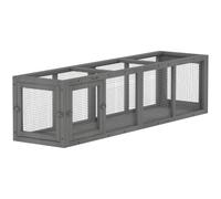 PawHut Túnel Exterior Extensible Corral Gato Cachorro 150 cm Gris | Recinto de Juego de Madera para Gatos, 3 Puertas, Uso Interior y Exterior