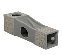 PawHut Túnel para gatos de interior juguetes para gatos con pelota colgante entradas múltiples en sisal 98 x 30 x 30 cm gris Aosom España