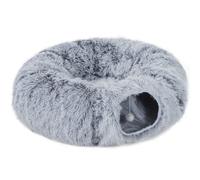 PawHut Túnel para Gatos, Felpa, Cojín, plegable, Marco de Metal, Cueva para Gatos, Gris Claro