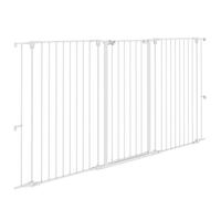 PawHut Valla de Seguridad de Acero Perros 3 Paneles 206x120cm Blanco
