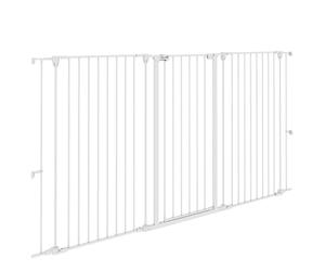 PawHut Valla de Seguridad de Acero Perros 3 Paneles 206x120cm Blanco