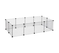 PawHut Valla Metálica para Mascotas con 12 Paneles Parque Metálica para Animales Pequeños Desmontable Diseño DIY Negro 106x73x36cm Aosom España