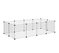 PawHut Valla Metálica para Mascotas con 12 Paneles Parque Metálica para Animales Pequeños Desmontable Diseño DIY Negro 106x73x36cm