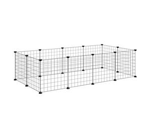 PawHut Valla Metálica para Mascotas con 12 Paneles Parque Metálica para Animales Pequeños Desmontable Diseño DIY Negro 106x73x36cm
