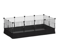 PawHut Valla Metálica para Mascotas de 12 Paneles DIY Alfombrilla Impermeable Parque para Cobayas Erizos 120x60x40 cm Negro