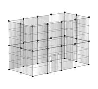 PawHut Valla Metálica para Mascotas de 24 Paneles, 40x30 cm Cada Panel, Jaula para Animales Pequeños, Forma Personalizable, Jaula para Conejos, Cobayas, Chinchillas, Gatitos, 120x60x80 cm, Negro