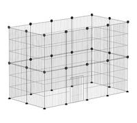PawHut Valla Metálica para Mascotas de 24 Paneles, 40x30 cm Cada Panel, Jaula para Animales Pequeños, Forma Personalizable, Jaula para Conejos, Cobayas, Chinchillas, Gatitos, 120x60x80 cm, Negro