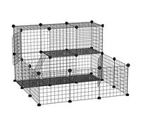 PawHut Valla para Animales Pequeños DIY 24 Paneles 105x105x70 cm Negro