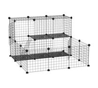 PawHut Valla para Animales Pequeños DIY con 24 Paneles para Conejos 105x105x70cm negro 105x105x70 cm