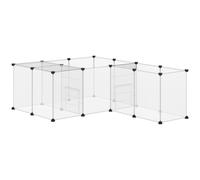 PawHut Valla para Mascotas DIY con 20 Paneles Parque para Animales Pequeños Jaula Modular para Cobayas 175x70x45 cm Blanco Negro y translúcido