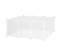 PawHut Valla para Mascotas, Jaula Modular, Recinto Interior de Plástico Transparente con 12 Paneles, 24 Conectores, para Cobayas, 105x105x45 cm, Blanco