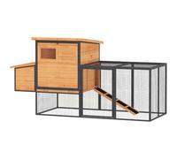 PawHut XXL Gallinero Madera 3-5 Gallinas Corral 192x81,5x104cm Naranja | Acero, techo abrible, nido, bandeja de residuos, refugio exterior para pollos.