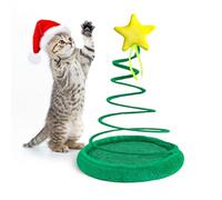 PAWISE - Juguete de Navidad para gatos, árbol para gatos de interior, juguetes interactivos para gatitos con bobina de resorte de felpa, árbol de Navidad, juguete masticable para gatos