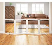 PAWLAND - 4 Paneles de Puerta extraancha para casa, escaleras, Vallas, Interiores, Plegable, de Madera, para Perros y Mascotas, Patas de Apoyo Incluidas, 244 cm de Ancho y 76 cm de Alto, Blanco