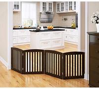 PAWLAND Puerta Plegable de Madera para Mascotas, para Perros, 24 Pulgadas, 4 Paneles, Puerta para la casa, Puerta, escaleras, Extra Ancha (Espresso, 24 Pulgadas de Altura, 4 Paneles)