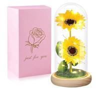 Pawlickio Tapa de cristal con flor conservada que brilla en el D', girasol, regalo de San