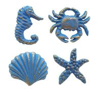 Pawlickio Tiradores de cajón de hierro fundido estilo marino retro, 4 unidades, color azul