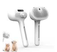 Pawlish Pet Grooming Brush, Self Cleaning 3 in 1 Spray Pet Brushs, Spray Dogs Steams Grooming Brushs for Shedding and Removing Mats, 140° Curved Steel, Rechargeable (white)