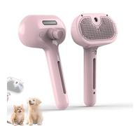 Pawlish Pet Grooming Brush, Self Cleaning 3 in 1 Spray Pet Brushs, Spray Dogs Steams Grooming Brushs for Shedding and Removing Mats, 140° Curved Steel, Rechargeable (pink)
