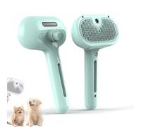 Pawlish Pet Grooming Brush, Self Cleaning 3 in 1 Spray Pet Brushs, Spray Dogs Steams Grooming Brushs for Shedding and Removing Mats, 140° Curved Steel, Rechargeable (green)