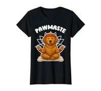 Pawmaste - Divertido Perro de Yoga para meditar, para Mujeres, niños y Hombres Camiseta gráfica económica, Mujer, Negro, M