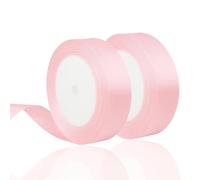 pawpoem 2 PCS Cinta Rosa, Cinta de Raso Rosa 20mm x 22m, para Lazo y Decoración, Listón de Satén para Ramo de Boda,Cinta Regalo Bebé,Globos,Costura,Manualidades,Bodas y Envolver Regalos