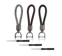 pawpoem 3 PCS Llavero para Coche, Llaveros Hombre Elegantes y Resistentes, Llaveros de Coche en Metal y PU, Porta Chaves Carro Universal para Hombres y Mujeres, Regalo Sofisticado