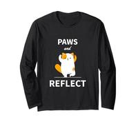 Paws and Reflect - Divertidos Amantes de los Gatos, Lindo Gatito de la Postura de Yoga Manga Larga