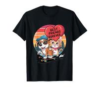 Paws And Relax Dibujos Animados Gato Perro Café Sofá Escena Divertido Juego de palabras Camiseta