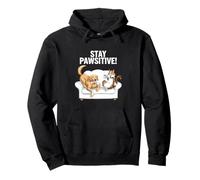 Paws And Relax Dibujos Animados Gato Perro Café Sofá Escena Divertido Juego de palabras Sudadera con Capucha