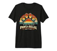 Paws and Relax - Pata de Perro, diseño Vintage Camiseta Premium