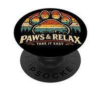 Paws and Relax - Pata de Perro, diseño Vintage PopSockets PopGrip Adhesivo