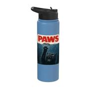 Paws Cat Mouse Funny Saying Meme Kitten Men Women Kid Stainless Steel Insulated Water Bottle