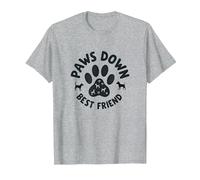 Paws Down Best Friend Dog Lover Paw Camiseta, Hombre, Gris Jaspeado, S