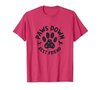 Paws Down Best Friend Dog Lover Paw Camiseta, Hombre, Rojo Jaspeado, S