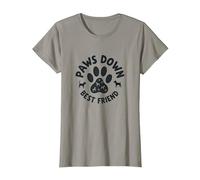 Paws Down Best Friend Dog Lover Paw Camiseta, Mujer, Pizarra, S