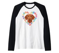 Paws Dye Heart Hungarian Vizsla Magyar Vizslas Camiseta Manga Raglan