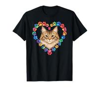 Paws Dye Heart Norwegian Forest Cat Camiseta