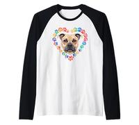 Paws Dye Heart Staffordshire Bull Terrier Staffy Camiseta Manga Raglan