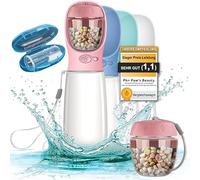 Paws Elegance Bebedero Perro Portatil 550ml | Botella Agua Perro Apta para Lavavajillas y a Prueba de Fugas con Recipiente para Comida de 100g y Cepillo de Dientes