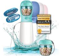 Paws Elegance Bebedero Perro Portatil 550ml | Botella Agua Perro Apta para Lavavajillas y a Prueba de Fugas con Recipiente para Comida de 100g y Cepillo de Dientes