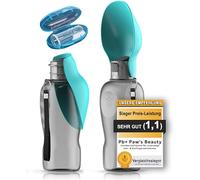 Paws Elegance Bebedero Perro Portatil 800ml | Botella Agua Perro Apta para Lavavajillas y a Prueba de Fugas con Cepillo de Dientes