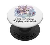 Paws in My Heart, Whiskers in The Wind (Gato difunto) PopSockets PopGrip Adhesivo